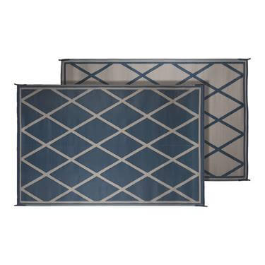 Outdoor Mat - Blue and Tan Diamond Pattern